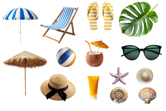 beach icons set
