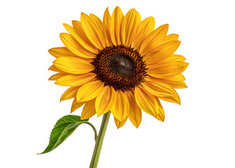 Fototapeta premium Bright Sunflower Bloom, Vibrant Yellow Flower, Cheerful Floral Accent, Fresh Nature Decor