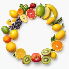 Vibrant fruit arrangement kitchen counter photography bright environment top view freshness concept