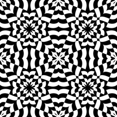 Abstract Seamless Geometric Floral Black and White Pattern. 