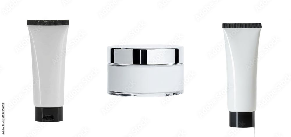 Poster Minimalist mockups of skincare containers in an isolated setting with focus on design and branding possibilities