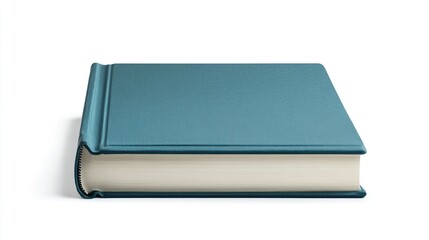 Teal hardcover book isolated on white background.