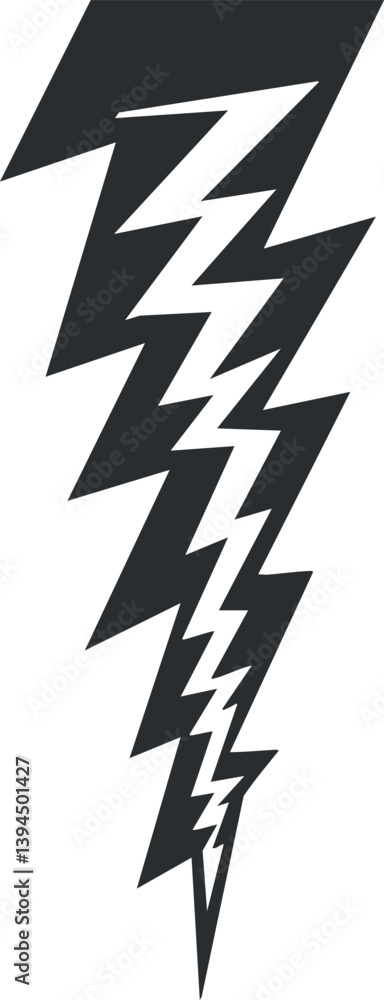Poster black zigzag lightning bolt symbol representing electricity and power in a simple design.