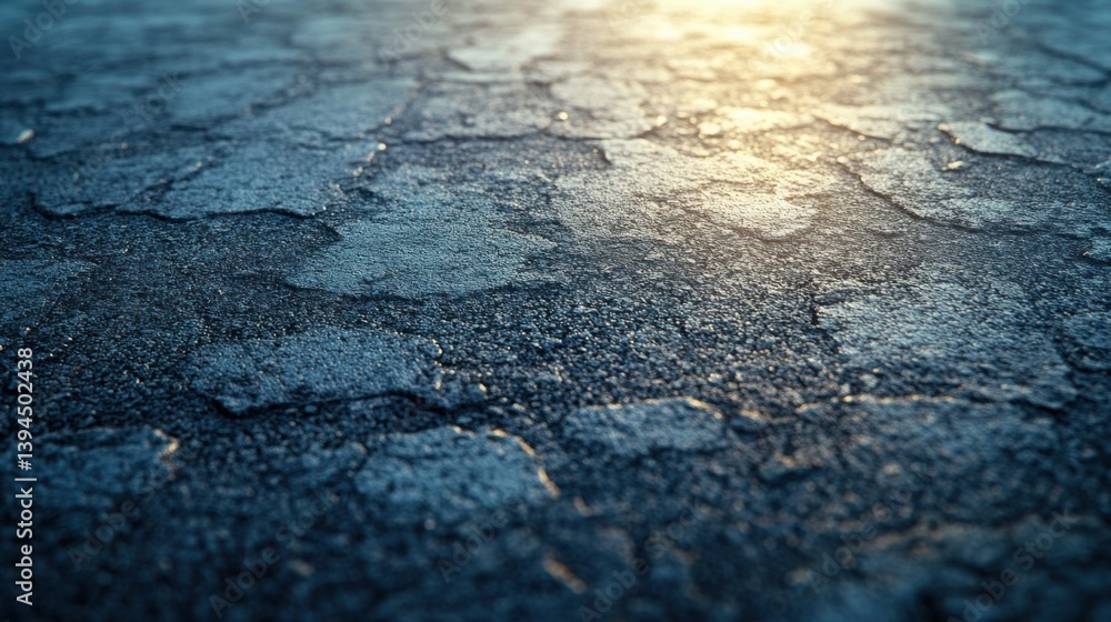 Poster a close-up view of a cracked surface, showcasing texture and lighting effects, creating a moody and 