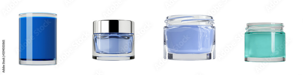Aufkleber Minimalist mockups showcasing a variety of cream jars and containers with different colors and designs against a clean white background