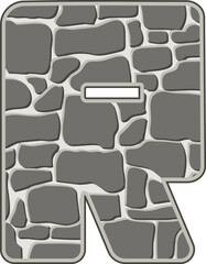 Stone Wall Letter Vector Element Alphabet R