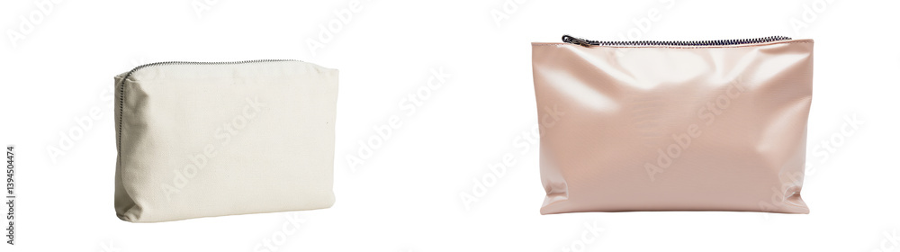 Poster Minimalist mockups of two cosmetic bags displayed on a clean surface in a bright setting