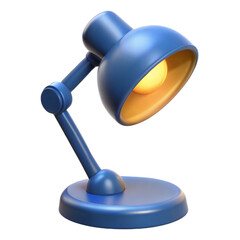3D Desk Lamp PNG. Blue Desk Lamp. Desk Light Icon Transparent Background.