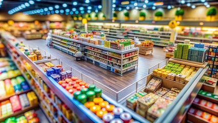 A TiltShift Miniature Supermarket Detailed Diecast Grocery Store Exquisitely Photographed with a Whimsical Perspective