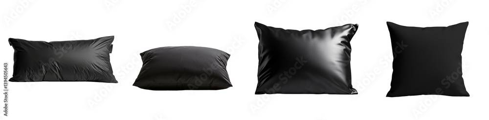 Poster minimalist mockup collection of black pillows arranged in various positions on a neutral background
