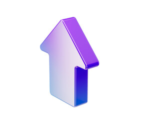 Naklejka premium A sleek 3D upward arrow icon with a blue and purple gradient, representing progress. 3D Illustration