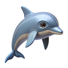 Fototapeta premium 3D Cute Cartoon Dolphin Isolated PNG. Adorable 3D Dolphin Character. 3D Dolphin PNG. Dolphin