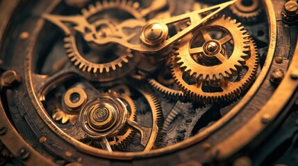 Intricate gears and clockwork mechanism