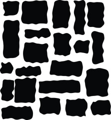 Blob square shape organic, vector illustration set. Collection from abstract forms for design and paint, grunge shape , rectangle shape ,Liquid Basic stains isolated elements on white background