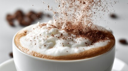 A frothy cappuccino topped with sprinkles captures the joy of indulgent coffee moments, perfect for sharing.