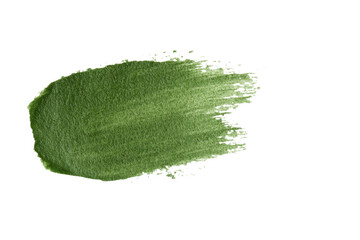 Fototapeta premium Fresh green paint stroke on a minimalist background, showcasing art techniques and color exploration for design inspiration