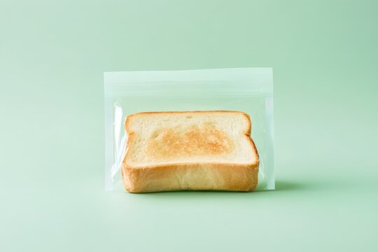 A single slice of toasted bread inside a plastic bag