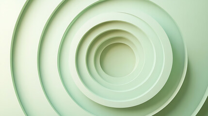 Obraz premium Subtle concentric circles on a soft green backdrop, Layered geometric shapes creating a harmonious, peaceful composition