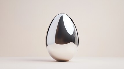 Fototapeta premium Shiny metallic egg on neutral background
