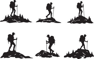 Naklejka premium Hiker's Journey Through the Pines