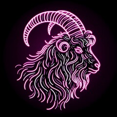 Fototapeta premium 염소, 네온사인 아트, jpeg (goat, neon sign art, jpeg)