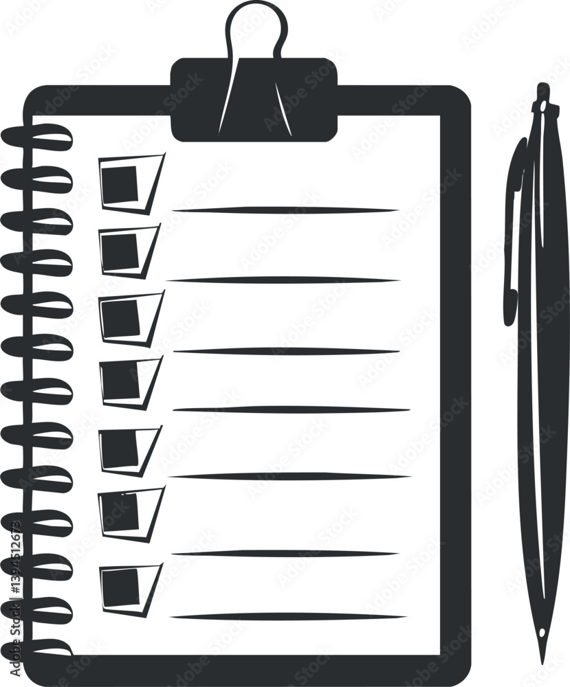 Poster illustration of a checklist on a spiral notebook with checkmarks and a pen beside it.