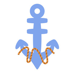 Stylized Blue Anchor Illustration with Rope