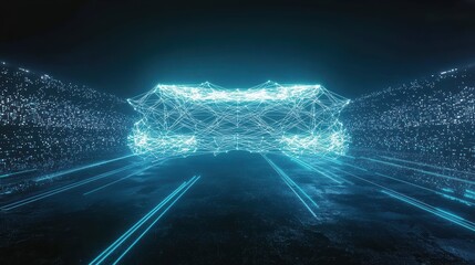 Dynamic digital landscape visualization futuristic environment 3d animation high-tech concept