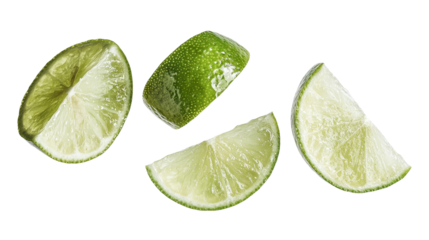 Sliced lime sections arranged on a minimalistic background showcasing vibrant green hues and fresh textures