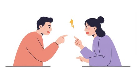 Illustrated couple having a loud disagreement