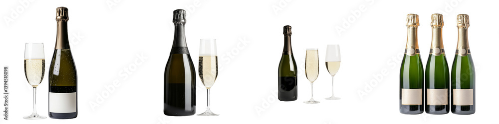 Aufkleber elegant minimalist mockups showcasing sparkling wine bottles and flutes in a clean, modern design id