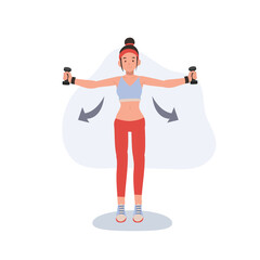 Woman exercising with dumbbells, strength training