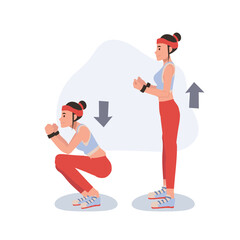 active woman in sportswear performing squat for fitness and health