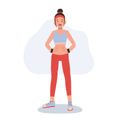 Athletic woman in sportswear posing confidently for fitness motivation and gym training
