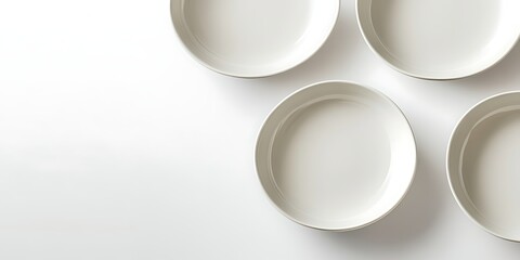 Empty White Bowls on White Background