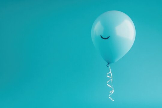 Blue balloon with sleepy face