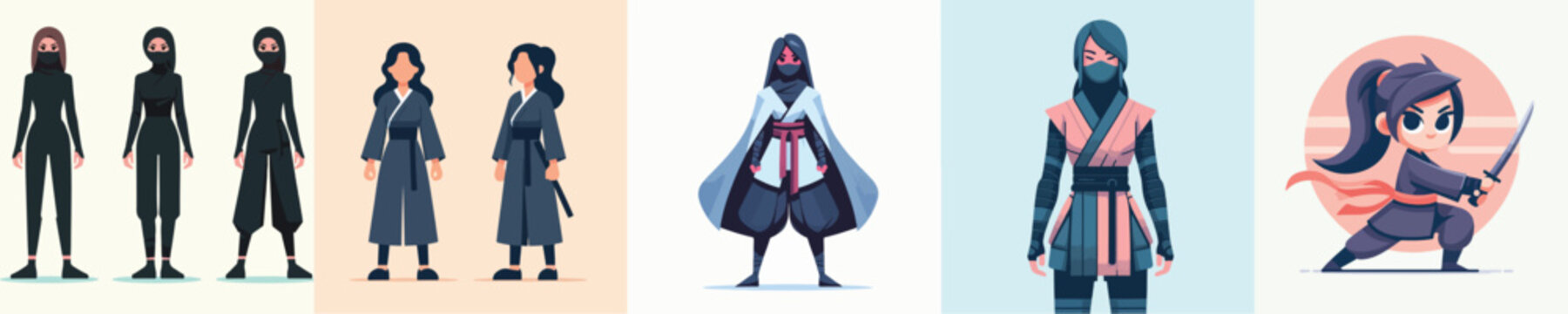 vector of woman wearing ninja costume