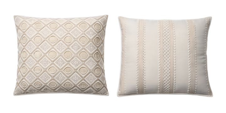 Embroidered Fabric Cushions, Two Elegant Styles, Decorative Pillow Covers, Soft Home Accent, Cut Out