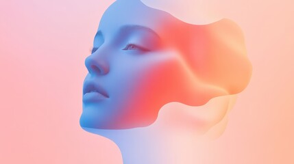 Obraz premium Woman's face in blue and orange