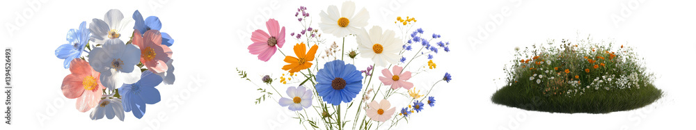 Poster minimalist mockups featuring colorful flower arrangements on a plain background for design inspirati
