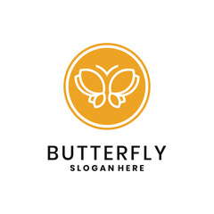 Minimal yellow butterfly logo for natural, organic, or beauty brand identity