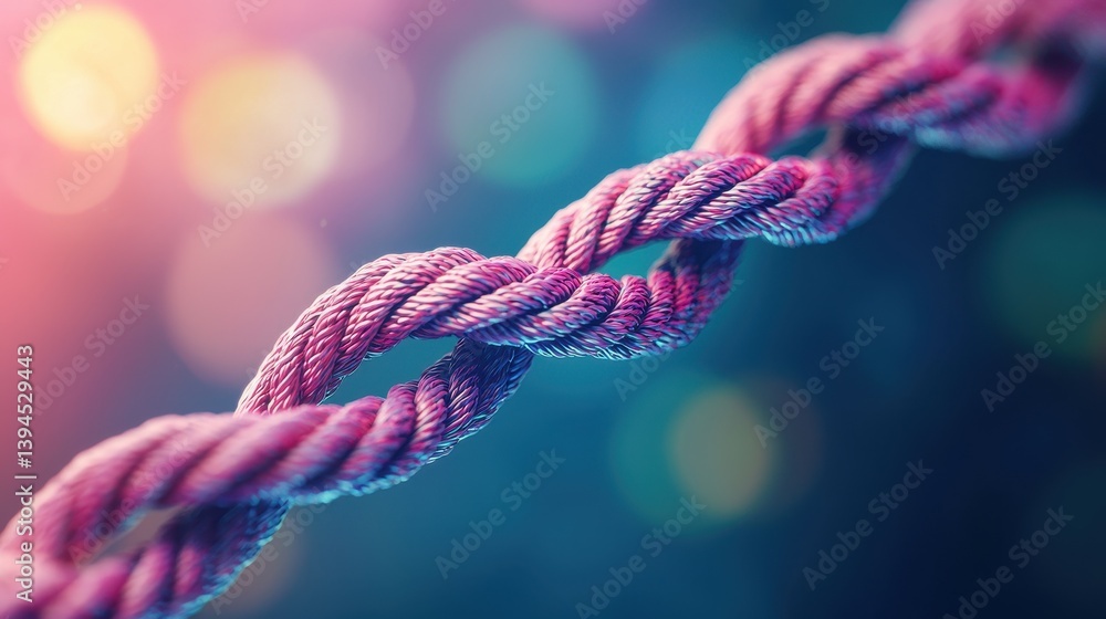 Poster colorful twisted rope with soft bokeh background for creative design and abstract art projects