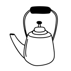 Aluminum kettle doodle vector sketch
