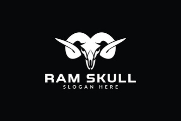 goat head skull logo design. logo icon vector illustration silhouette