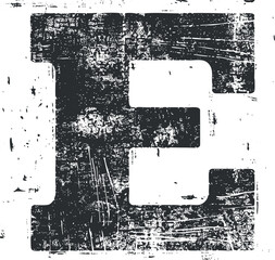 Obraz premium Grunge textured uppercase letter E in black and white with a distressed vintage style.