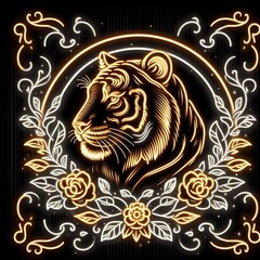 호랑이, 네온사인 아트, jpeg (tiger, neon sign art, jpeg)