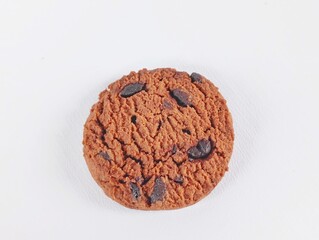 chocolate chip cookies on white background