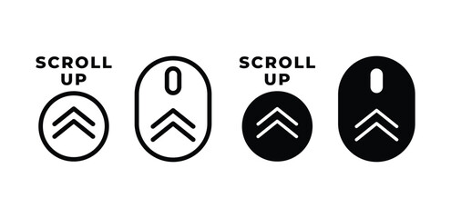 Scroll Up Icon Black and White Arrows in Circular and Oval Vector Design