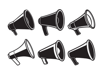 Megaphone silhouette vector Set