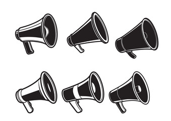 Megaphone silhouette vector Set